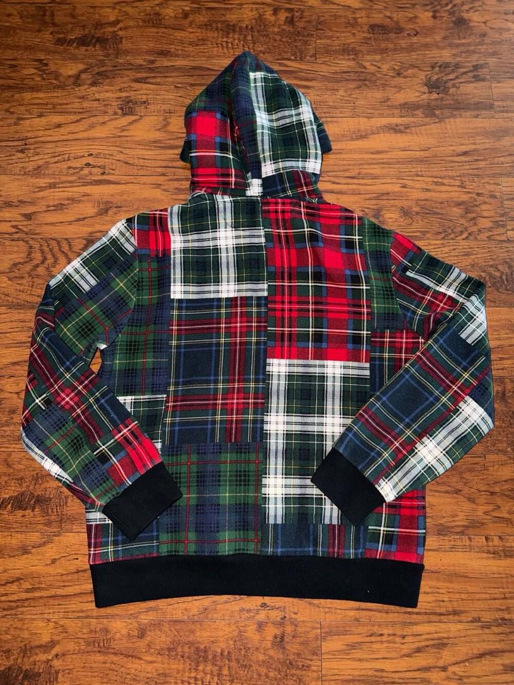 Polo Ralph Lauren Men's Patchwork Plaid Full Zip Fleece Hoodie Multicolor Large - Picture 5 of 7